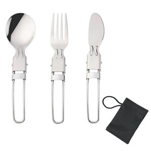 캠핑 Flatware 세트 스테인레스 스틸 주방 액세서리 스푼 포크 나이프 나일론 가방 접이식 식기 식기 세트