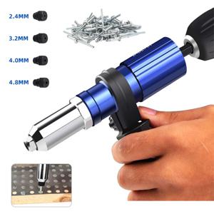 전기 리벳 건 2.4mm-4.8mm 리벳 너트 건 드릴 어댑터 무선 리벳 팅 도구 삽입 너트 풀 리벳 도구