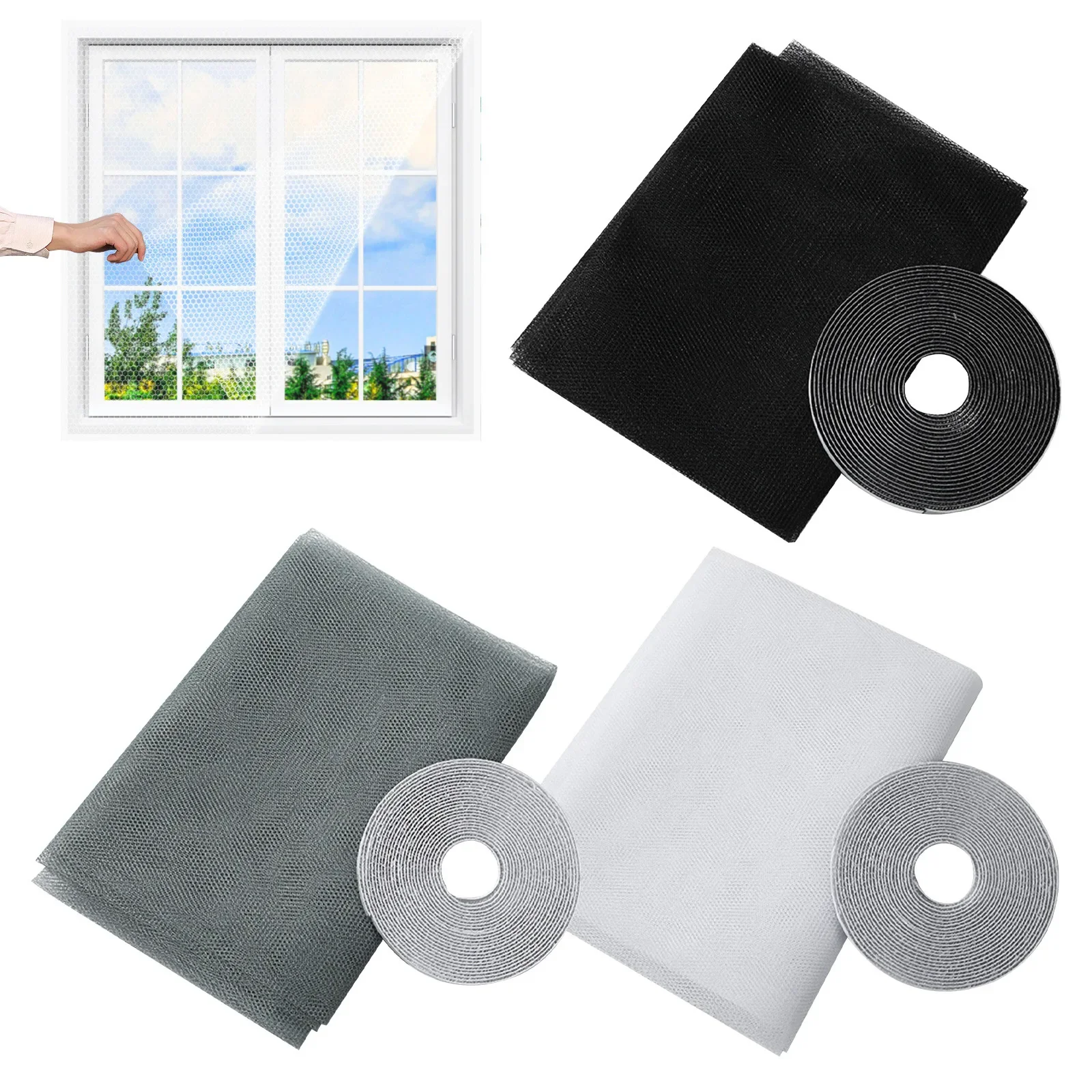 안티 플라이 모기장 DIY 자체 접착 플라이 모기 창 그물 메쉬 모기 곤충 버그 그물 커튼 Windows 용