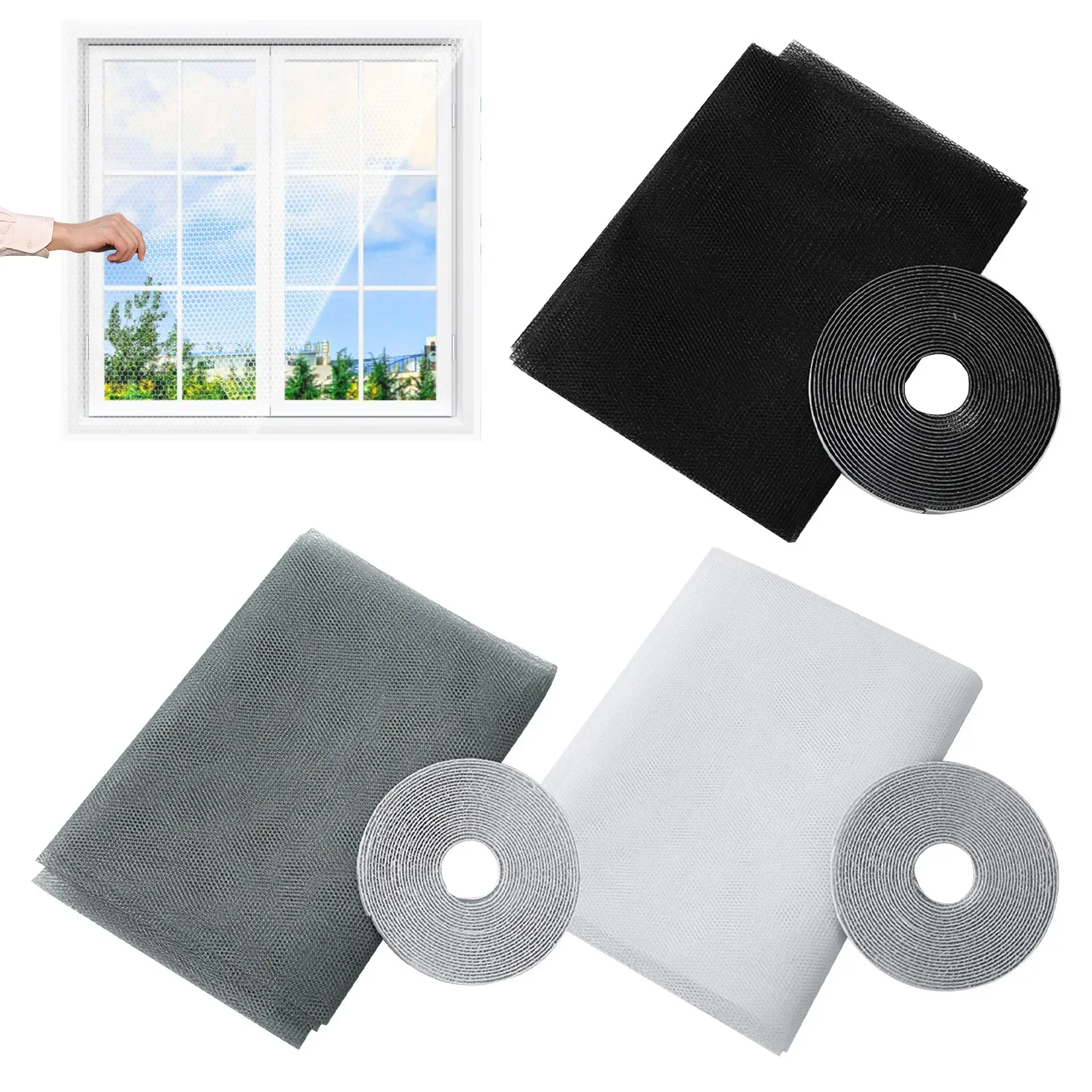 안티 플라이 모기장 DIY 자체 접착 플라이 모기 창 그물 메쉬 모기 곤충 버그 그물 커튼 Windows 용