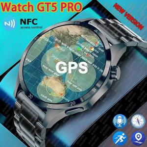 GPS NFC Smartwatch 남자 360*360 AMOLED HD 화면 블루투스 통화 방수 남자 스마트 시계 남자 2025 화웨이 시계 GT5 프로에 대한 새로운