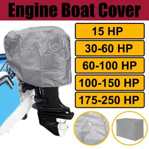 옥스포드 방수 요트 하프 아웃보드 모터 엔진 보트 커버, 태양 UV 방진 해양 엔진 보호대 실버, 15-250HP, 210D