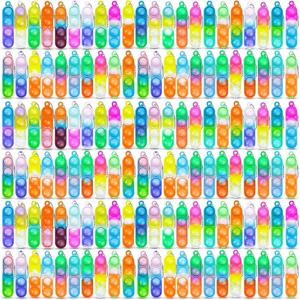 30pcs 미니 팝 키 체인 Fidget 장난감 푸시 팝 대량 키 체인 파티 호의 어린이 팝 버블 장난감 팩 소년 소녀 성인
