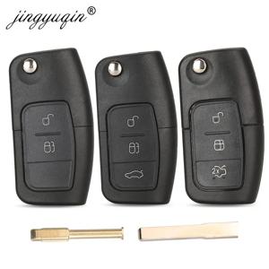 Jingyuqin 3 버튼 수정 된 플립 접이식 원격 제어 자동차 키 쉘 포드 포커스 2 3 Mondeo Fiesta Galaxy C-MAX 키 Fob 케이스