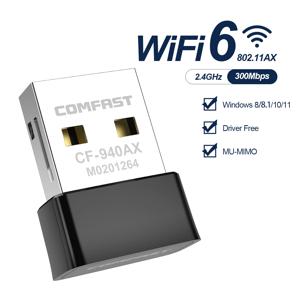 COMFAST 미니 USB WiFi6 동글 네트워크 카드 2.4GHz Wi-Fi Lan 어댑터 드라이버 무료 300M 150M 수신기 PC 노트북 Windows 7/10/11