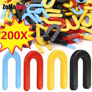 100/200Pcs 재사용 가능한 U 자형 세라믹 스페이서 타일 클립 레벨링 시스템 웨지 바닥 벽 타일 갭 고정 건설 도구