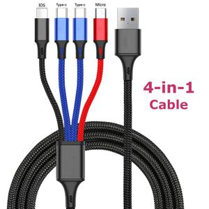 3 In 1/4 In 1 USB to Type C 마이크로 고속 충전 케이블 Xiaomi Redmi Oneplus iPhone Huawei 용 3A 빠른 충전 전화 데이터 코드