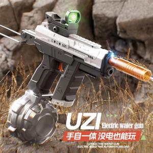 UZI 스코프 엉덩이 기계식 연결 기능이 있는 전기 물총, 연속 재장전 기계, 어린이 성인용 자동 총 장난감