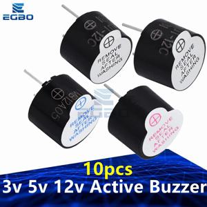 10PCS 3V/5V/12V 활성 버저 자기 긴 연속 경고음 알람 링거 12mm 미니 활성 피에조 버저 Arduino에 적합
