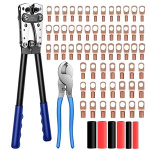 HX-50B 6-50mm² 배터리 케이블 러그 압착 공구 (AWG 10-1/0 헤비 듀티 와이어 러그 튜브 터미널 크림퍼 육각 크림프 공구 플라이어)