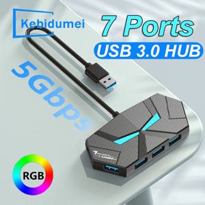 7 포트 USB 3.0 허브 유형 C 도킹 스테이션 노트북 하드 드라이브 마우스 키보드 용 5Gbps 고속 전송 분배기 어댑터
