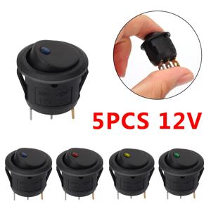 12V LED 조명 토글 스위치 버튼 푸시 버튼 ON/OFF 마스터 트럭 트레일러 캐러밴 RV 자동차 자동차 액세서리 유니버설 5Pcs