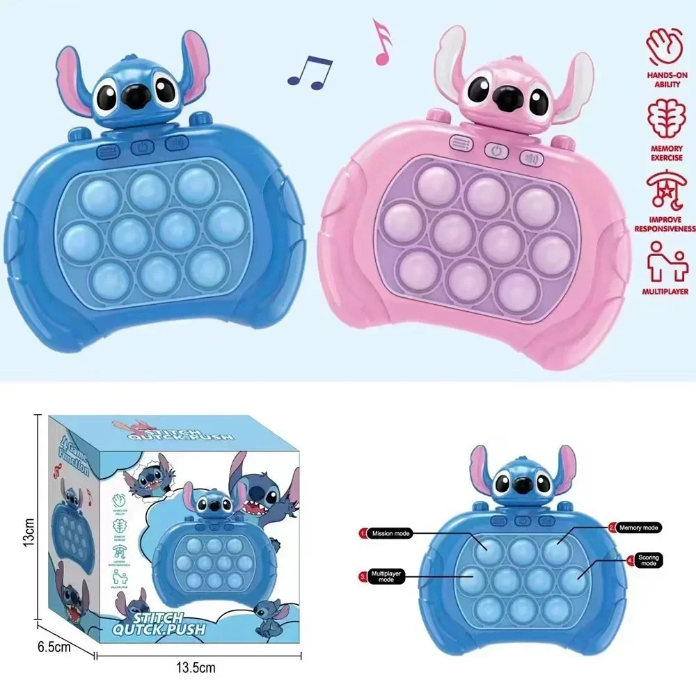 새로운 스티치 스마일 빠른 푸시 게임 팝업 Fidget Bubble 전자 팝 전문 게임 경량 스트레스 완화 장난감