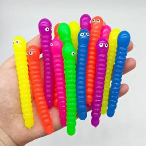 5PCS 컬러 애벌레 당겨 웜 국수 Fidget 장난감 스트레치 문자열 TPR 로프 안티 스트레스 문자열 스트레스 릴리프 자폐증 환기 장난감