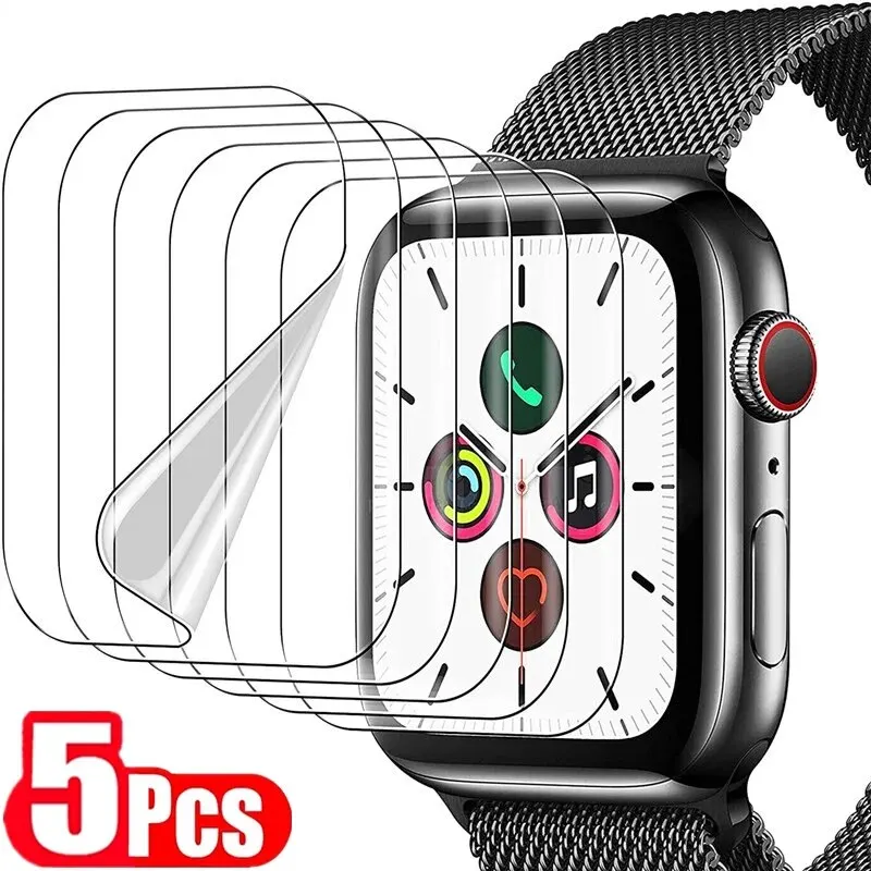 Apple Watch 9 5 6 SE 용 5PCS 보호 필름 Apple Watch 5 6 7 8 9 41mm 45mm 40mm 44mm 용 40mm 44mm 화면 보호기