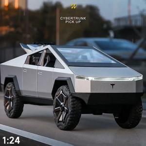합금 모델 자동차 1:24 다이캐스트 소형 금속 픽업 차량 Chidlren 생일 수집 선물 밴 트럭 Tesla Cybertruck Boys Toy