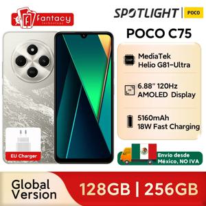 월드 프리미어 글로벌 버전 POCO C75 6.88\'\' 120Hz 디스플레이 Helio G81-Ultra 50MP 카메라 대용량 5160mAh 배터리 지원 NFC