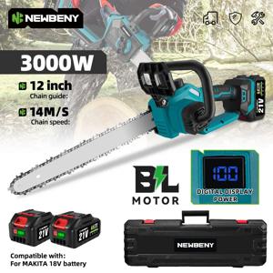 NEWBENY 12 인치 브러시리스 전기 톱 Makita 18-21V 배터리 핀 용 무선 효율적인 정원 목공 절단 전동 공구