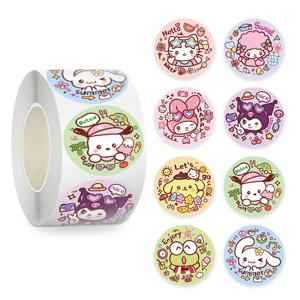 500Pcs/Roll Sanrio 만화 멜로디 헬로 키티 스티커 씰링 귀여운 장식 데칼 DIY 노트북 전화 냉장고 어린이 보상 선물