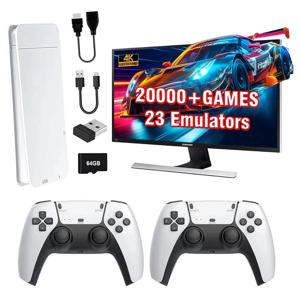 TV 비디오 게임 콘솔, M15 4K 게임 스틱, 64G 내장 20000 게임 레트로 휴대용 게임 플레이어, 무선 게임 패드 컨트롤러