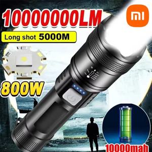 Xiaomi 강력한 LED 손전등 고전력 울트라 브라이트 전술 조명 비상 스포트라이트 텔레스코픽 줌 라이트 내장 배터리