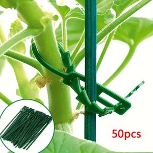 50pcs 조정 가능한 플라스틱 식물 케이블 타이 정원 나무 등반 지원을위한 재사용 가능한 케이블 타이 식물 포도 나무 토마토 줄기 클립