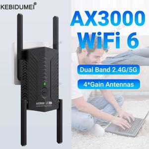 3000Mbps 무선 WiFi 리피터 Wi-Fi 6 신호 부스터 5G 2.4G WiFi 익스텐더 라우터 홈 오피스 용 장거리 증폭기