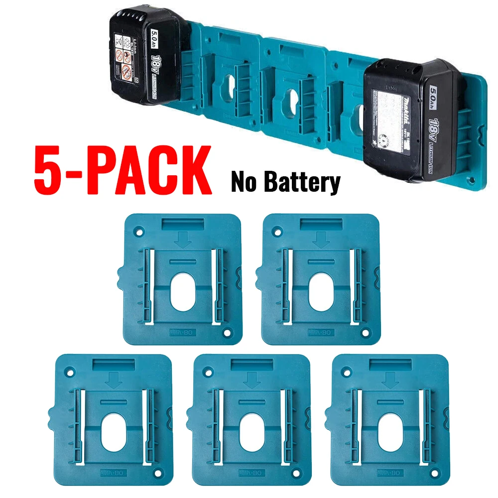 Makita 18V 리튬 이온 배터리 도구 용 5PCS 배터리 홀더 BL1860 BL1850 용 기계 홀더 스토리지 랙 벽 마운트 (배터리 없음)
