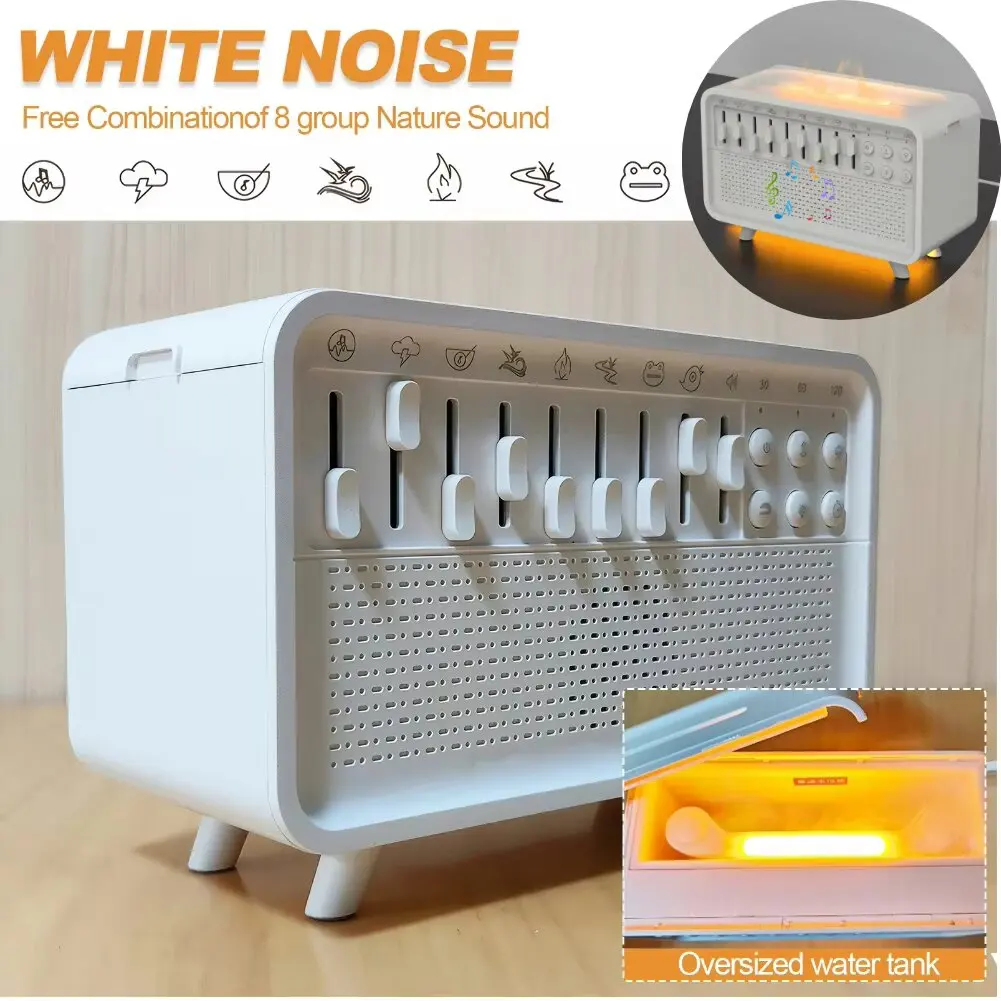 4 in 1 HIFI 블루투스 스피커 LED 백색 소음 스피커 백색 소음 수면 보조 야간 조명 가습기 기계 8가지 자연 소리