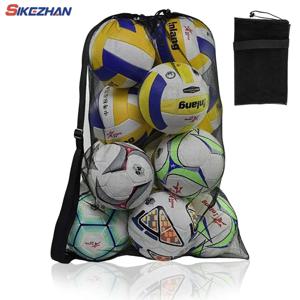 메쉬 축구 공 가방 지퍼 포켓이있는 초대형 Drawstring 농구 보관 가방 배구 축구 네트 팩 체육관 가방
