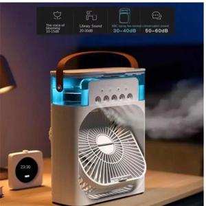 3 In 1 팬 에어컨 가정용 물 안개 USB 팬 소형 공기 냉각기 LED 야간 조명 휴대용 가습기 공기 조정 팬