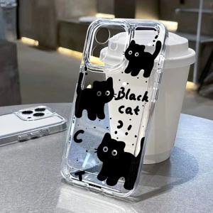 Cute Cat Painted Phone Case For iPhone 13 16 Pro Max 11 15 16E 14 12 16promax 15promax 14promax Transparent Silicon Funda Cover