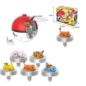 애니메이션 포켓몬 PokeBall 매직 탑 피카추 리틀 파이어 드래곤 배틀 회전 탑 어린이 생일 선물 장난감