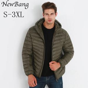 NewBang-브랜드 경량 남성 후드 덕 다운 재킷, 울트라 라이트 다운 재킷, 남성 휴대용 방풍 따뜻한 코트 깃털 파카 남성
