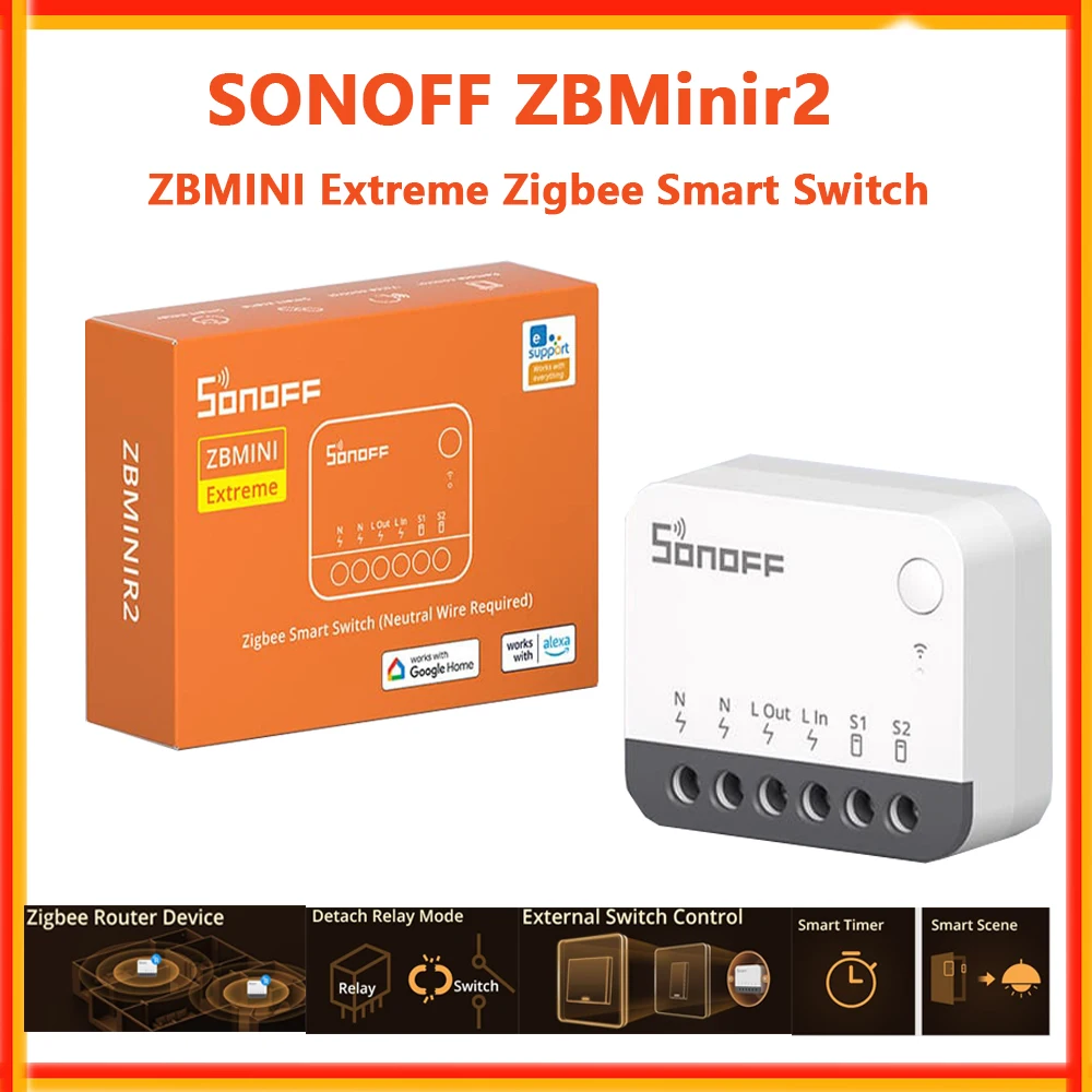 SONOFF Zbminir2 Extreme Zigbee 스마트 스위치 스마트 홈 DIY 스위치 모듈 eWelink APP Alexa를 통한 ZBMini 외부 스위치 제어