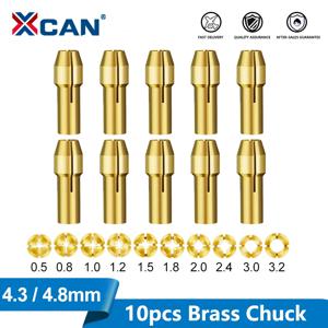 XCAN 미니 드릴 콜렛 척 10pcs 0.5-3.2mm 4.3/4.8mm Dremel 로타리 도구 전동 공구 액세서리 용 생크 황동 척 어댑터