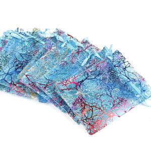 10 개/몫 브론 징 산호 색상 골드 원사 Drawstring 빔 가방 보석 포장 가방 선택 크기 7x9cm 9x12cm 10x15cm 13x18cm