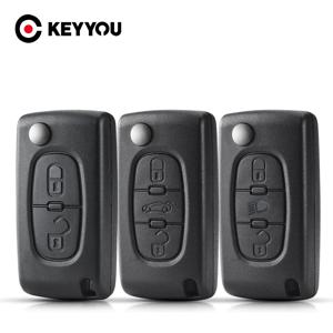 KEYYOU 자동차용 원격 키 케이스, 푸조 207 307 308 407 607 807, 시트로엥 C2 C3 C4 C5 C6, 플립 접이식, 2 3/4 버튼