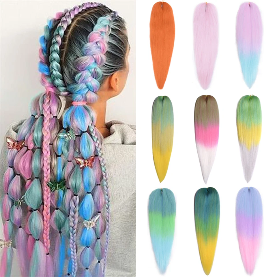 Miss Rola 합성 30 인치 100g Kanekalon 헤어 브레이드 야키 스트레이트 사전 스트레치 핑크 도매 벌크 헤어 익스텐션 점보 브레이드