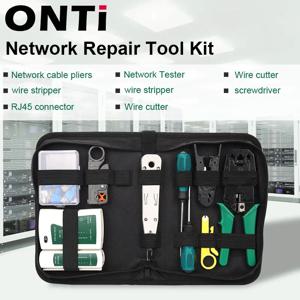 ONTi 네트워크 도구 키트 전문 휴대용 이더넷 컴퓨터 유지 보수 LAN 케이블 테스터 크림 퍼 커터 수리 세트 (가방 포함)