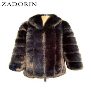 ZADORIN 우아한 턴 다운 칼라 가짜 여우 모피 코트 여성 긴 두꺼운 따뜻한 푹신한 가짜 모피 자켓 겨울 모피 코트 Manteau Femme