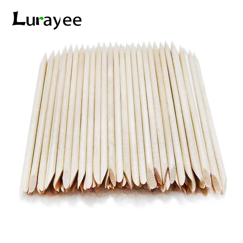 Lurayee 네일 큐티클 푸셔 오렌지 우드 스틱 네일 매니큐어 리무버 나무 디자인 네일 젤 폴란드어 드로잉 스틱 네일 아트