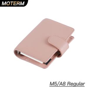 Moterm 일반 A8 / M5 크기 링 플래너 페블 그레인 소가죽 5 홀 미니 노트북 15 MM 링 주최자 여행 일기