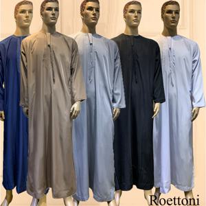 긴 소매 Aman Abaya 1 조각 Jubba Thobe 남성용 Kaftan 파키스탄 이슬람 사우디 아라비아 Djellaba 이슬람 의류기도 가운 아프가니스탄