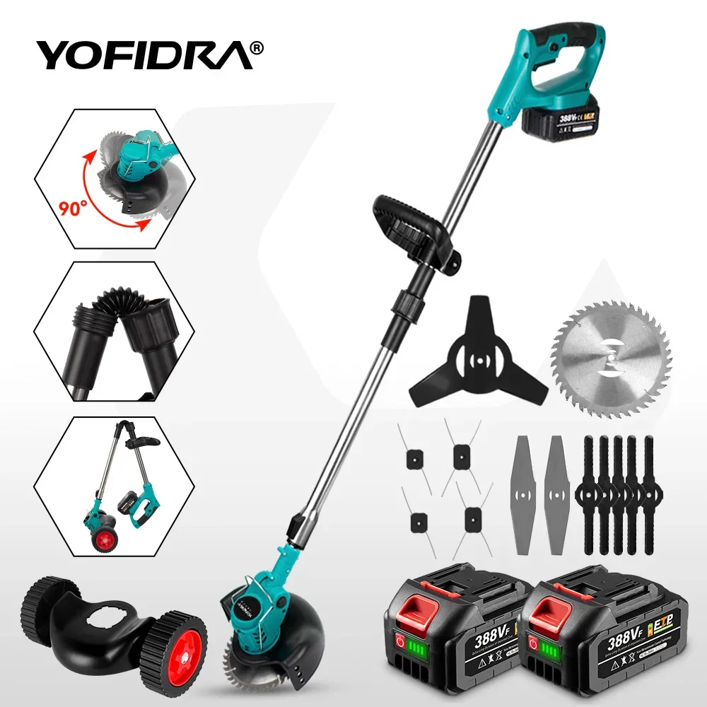 무선 전기 잔디 깎는 기계 접이식 조절 트리머 효율적인 정원 가지 치기 Makita 18V 배터리 핀에 대한 전원 도구 절단