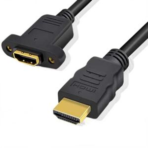 연장 케이블 HDMI 호환 남성-여성 나사 패널 마운트 금도금 비디오 어댑터 커넥터 50cm 1FT 1080P HDTV