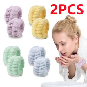 2PCS 재사용 가능한 스파 손목 워시 밴드 부드러운 마이크로 화이버 수건 손목 밴드 얼굴을 씻는 여자 여자 요가 러닝 스포츠 손목 스웨트 밴드