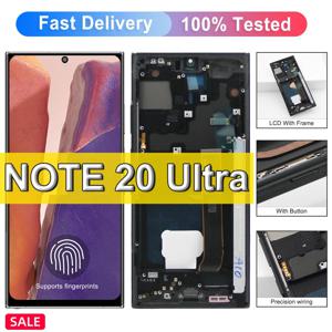 Amoled Note 20 울트라 스크린, 삼성 갤럭시 노트 20 울트라 디스플레이 N986B/DS N986U 터치 스크린 디지타이저 교체 + 프레임