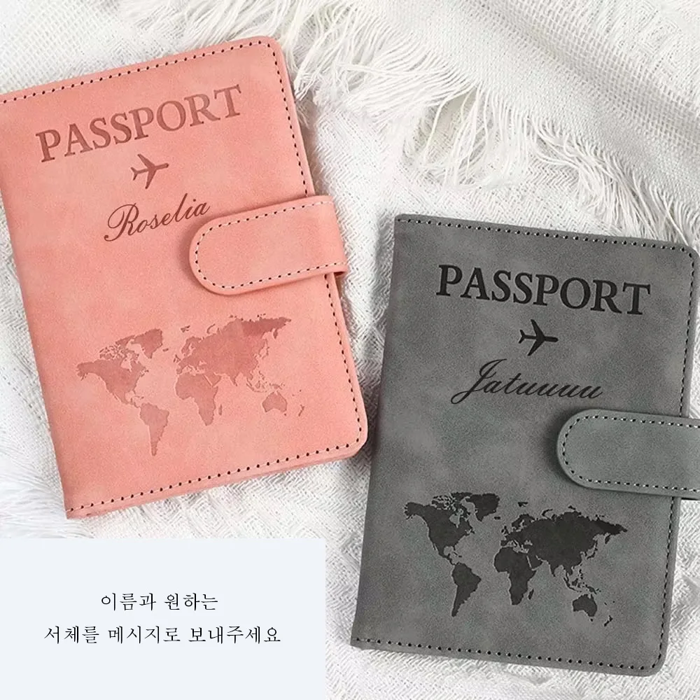 커플 ID 은행 카드 PU 가죽 여권 케이스 여행 액세서리에 대한 이름이있는 맞춤형 여권 커버