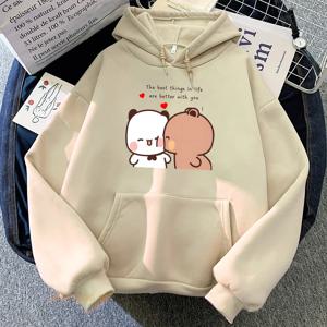 팬더 베어 Bubu Dudu 러브 하트 스웨터 여성/남성 의류 캐주얼 긴 소매 카와이 인쇄 풀오버 겨울 양털